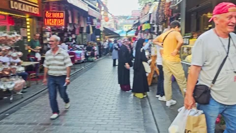 Many baskets food on display. Stock Footage 282684236