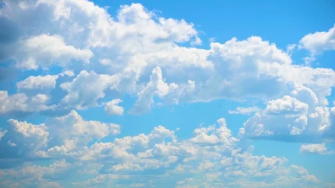 Many beautiful clouds in the blue sky. Climate change, weather change Stock Footage 111489363