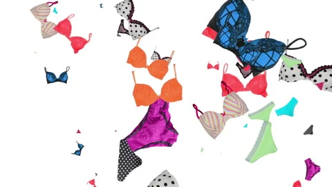 Many beautiful multi-colored underpants and bras. generated women's underwear. 库存影片 138978052