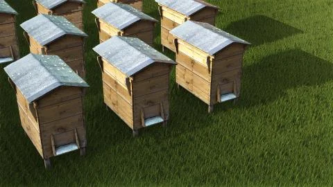 Many beehive-boxs Stockillustratie