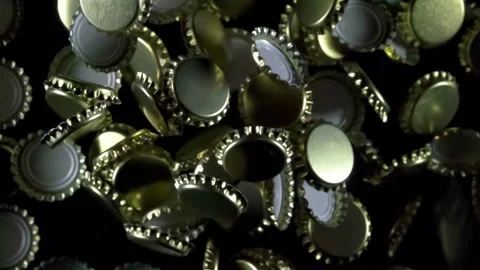 Many Beer Bottle Caps 4K TZ4 Stock Footage 340589734