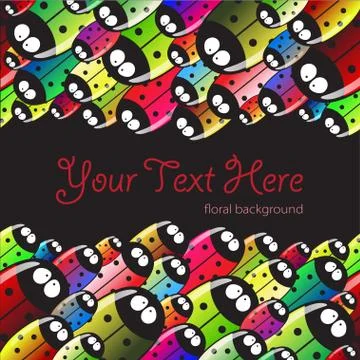 Many beetles  with text Stock Illustration