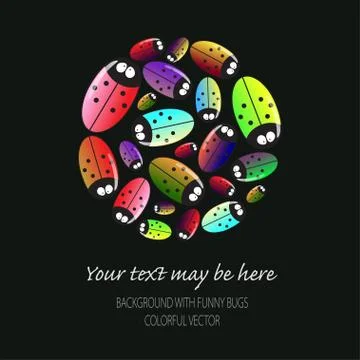Many beetles  with text Stock Illustration