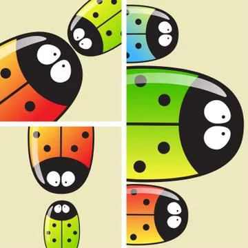 Many beetles  with text Stock Illustration