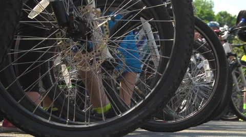 Many Bicycles Wheels Stock Footage 64195646