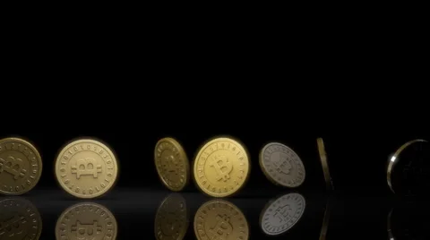 Many bitcoins spin and settle Stock-Footage 43719123