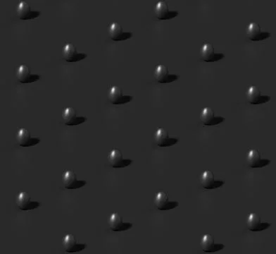 Many black chicken eggs with shadow on black seamless isometric background Stock Illustration