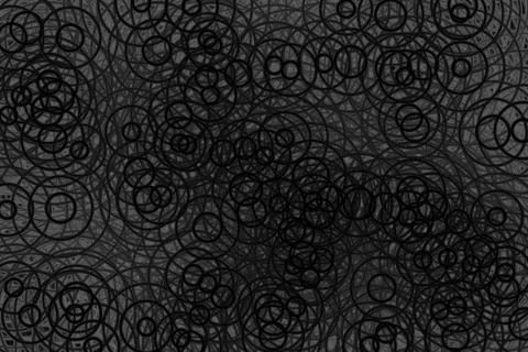 Many black circles overlap on gray backdrop, abstract pattern background Stock Illustration