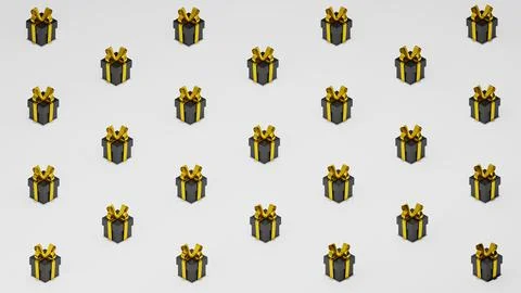 Many black gift boxes on a white background, 3d render, 3d illustration Stock Illustration