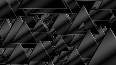 Many black triangles for technology background, 3D render computer generated  Stock Illustration