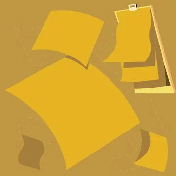 Many blank papers laying on the table. Important information written on sheets Stock Illustration