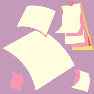 Many blank papers laying on the table. Important information written on sheets Stock Illustration