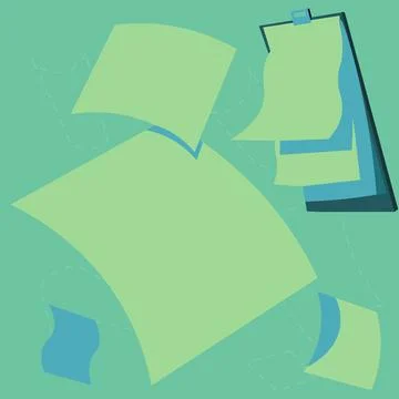 Many blank papers laying on the table. Important information written on sheets Stock Illustration