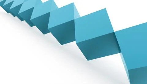 Many blue cubes in line rendered on white background Stock Illustration