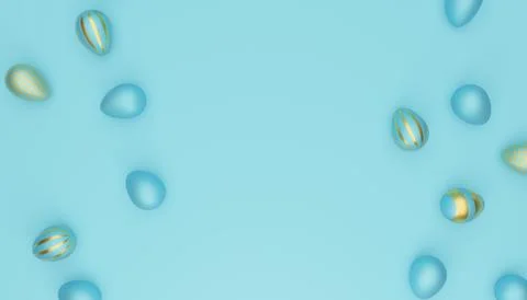Many blue Easter eggs with one golden egg on a blue background 스톡 일러스트