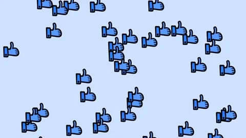 Many blue hands with thumb up flying up. Social network elements. 4k hand dra Stock Footage 146261177