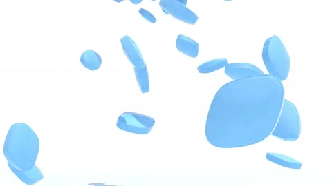 Many blue pills fall on white background, 3d animation Stock Footage 131511513