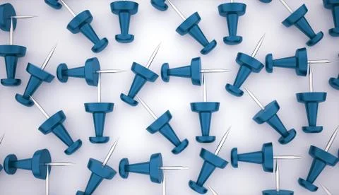 Many blue push pin rendered Stock Illustration