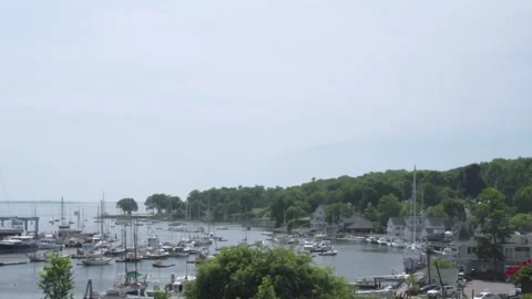 Many boats in a harbor Stock Footage 131529787