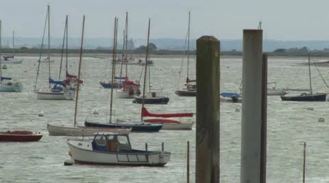 Many Boats Moored Stock Footage 10759467