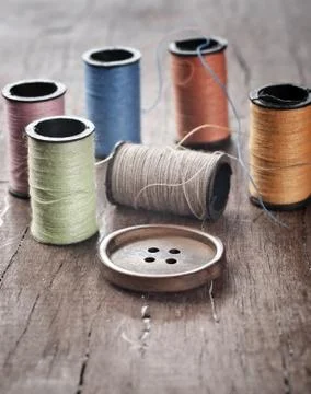 .many bobbin of thread Stock Photos