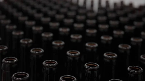 Many bottles of beer in factory Stock Footage 82648367