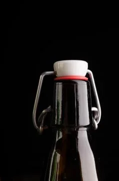 Many bottles on black background studio shot 스톡 사진
