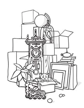 Many boxes. Baggage in brown packages Stock Illustration