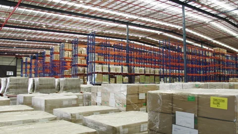 Many boxes in the warehouse Stock Footage 264080884
