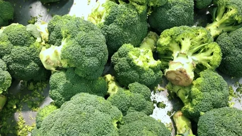 Many broccoli cabbage in grocery store produce department. Stock Footage 130881403