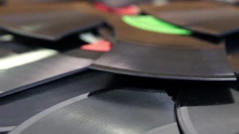 Many broken old vinyl disks RPM 33 and 78 Stock Footage 266141926