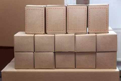 Many brown cardboard boxes Stock Photos