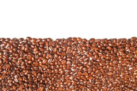 Many brown coffee beans for background Stock Photos