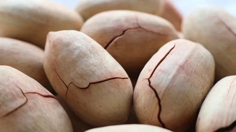 Many brown pecan nuts circle rotation close up 스톡 동영상 264967390