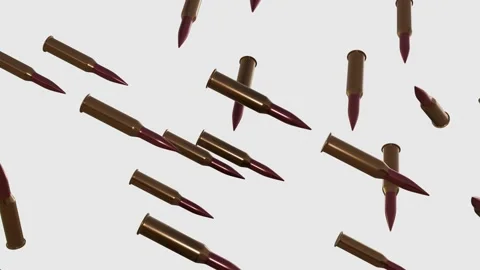 Many bullets falling down on white background.  Stock Footage 171669113