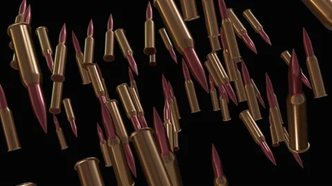 Many bullets flying to camera on transparent background. Alpha channel. Stock Footage 171671828