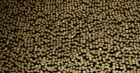 Many bullets. War, ammunition, aggression concepts. Rows of bullet. Bullets Stock Footage 86245826