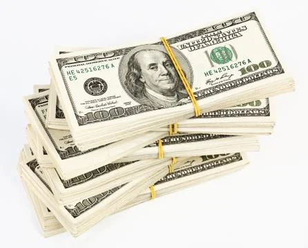 Many  bundle of us 100 dollars bank notes Stock Photos