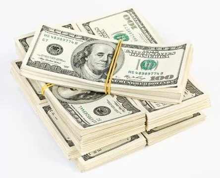 Many  bundle of us 100 dollars bank notes Foto stock