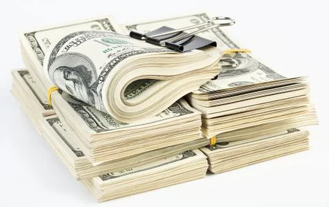 Many  bundle of us 100 dollars bank notes Foto stock