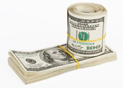 Many  bundle of us 100 dollars bank notes Stock Photos