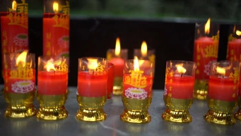 Many burning candles with shallow depth of field Stock Footage 80621478