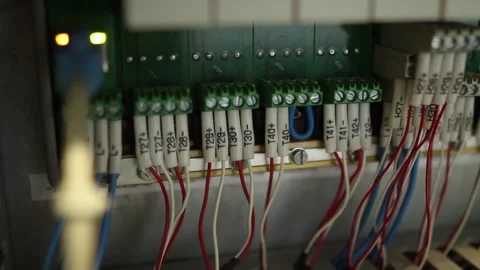 Many cables are connected to a computers. Stock Footage 98299097