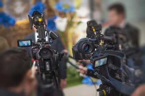 Many cameras stand Stock Photos
