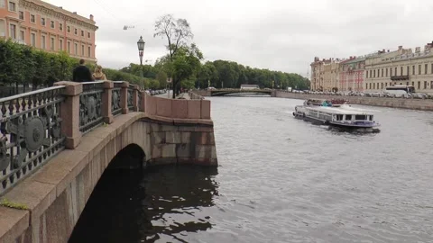 Many canals and rivers. Pleasure boats carry tourists. Stock Footage 340872753