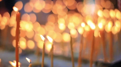 Many candles with shallow depth - religious theme Stock-Footage 43633046