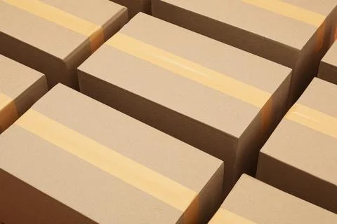 Many cardboard boxes as background, closeup view Foto stock