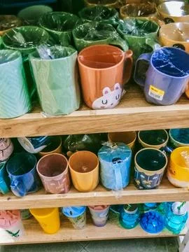 Many ceramic cups Stock Photos