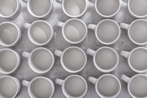 Many ceramic white cup pattern, seamless abstract creative cover background,  Stock Photos