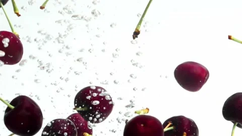 Many Cherries Dropping In Water Stock Footage 239019156
